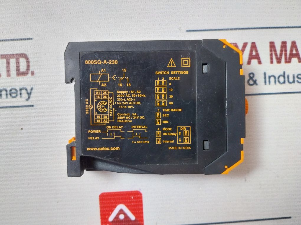 Selec 800Sq-a On Delay Timer 800Sq-a-230, 230 Vac 50/60Hz