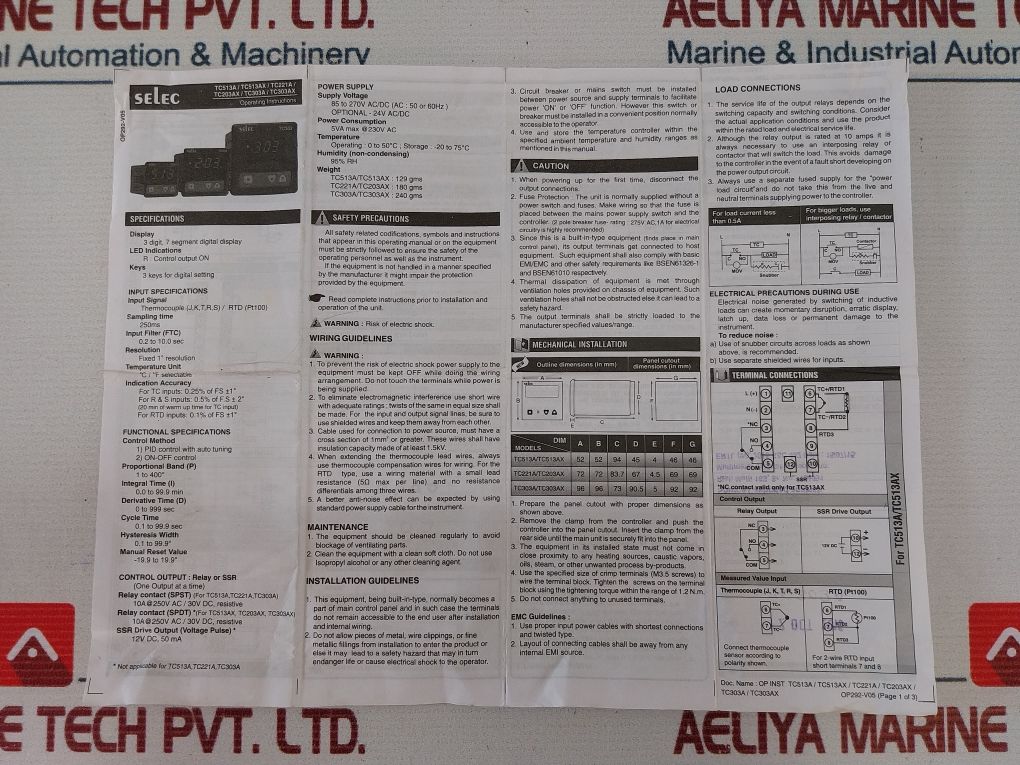 Selec Tc303 Temperature Controller 10A