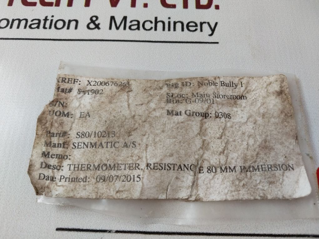 Senmatic S80/10213 Resistance 80 Mm Immersion Thermometer