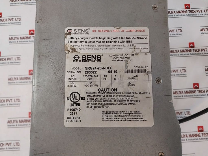 Sens Energenius Nrg24-20-rcls Battery Charger 20Amps 120/208-240 Vac 60Hz