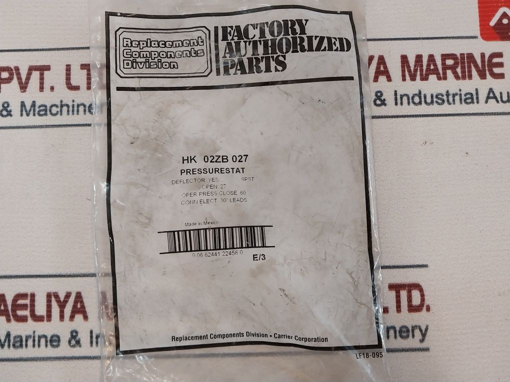 Sensata Carrier Ps80-02-f0072 Pressure Switch Hk 02Zb 027