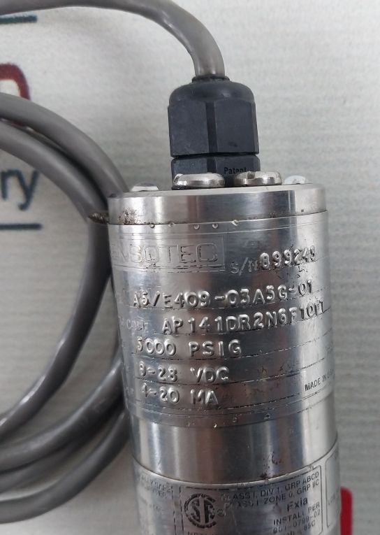 Sensotec A5/E409-03A5G-01 Pressure Transmitter 9-28 Vdc 4-20 Ma