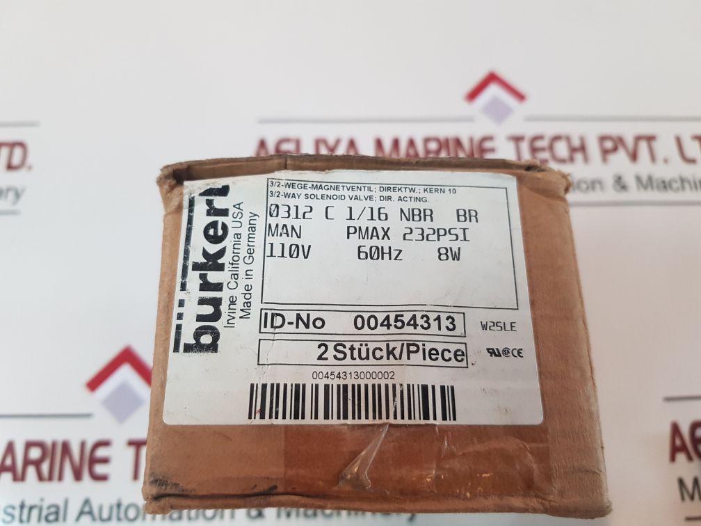 Set Of 2X Burkert 0312 Solenoid Valve 0312 C 116 Nbr Br
