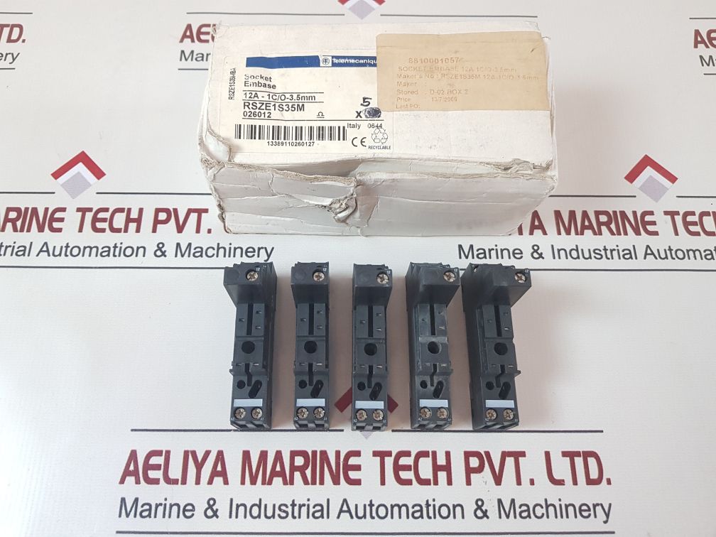 Set Of 5X Telemecanique Rsze 1S35M Rlay Socket Rsze1S35Mba