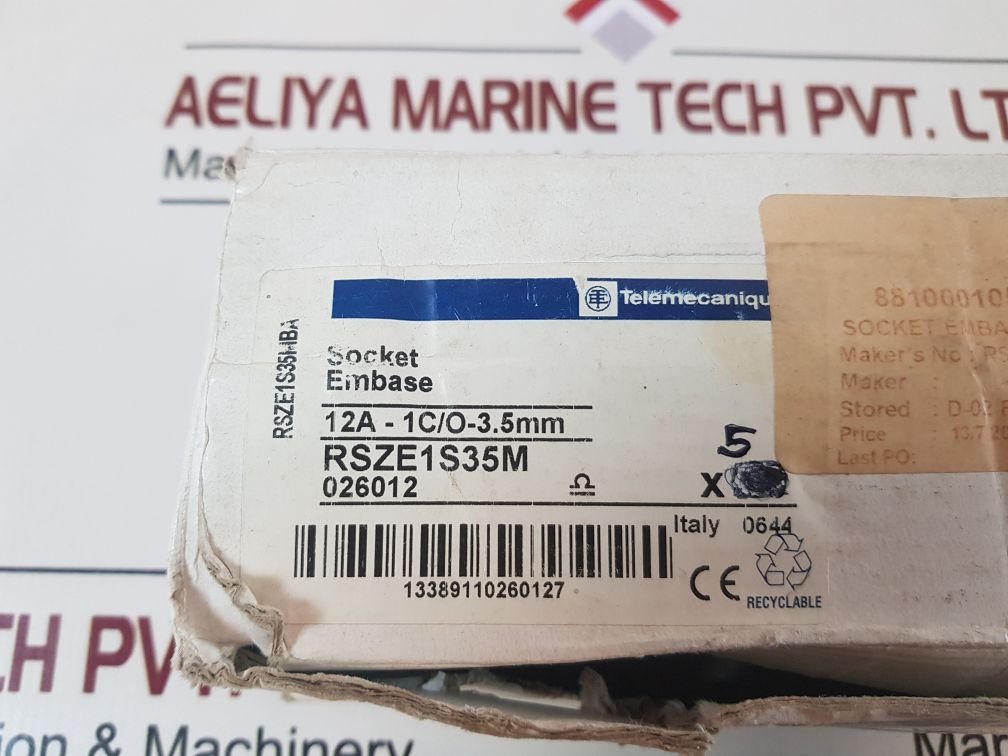 Set Of 5X Telemecanique Rsze 1S35M Rlay Socket Rsze1S35Mba
