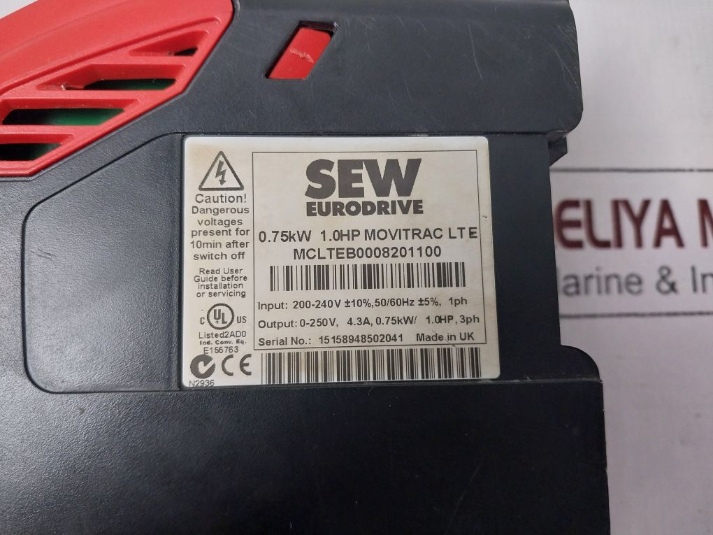 Sew Eurodrive Mclteb0008201100 Movitrac Lte Speed Driver 0.75Kw 1.0Hp