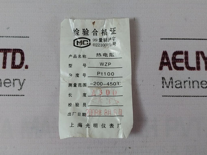 Shanghai Wzp-192 Thermal Resistance Temperature Sensor Pt100