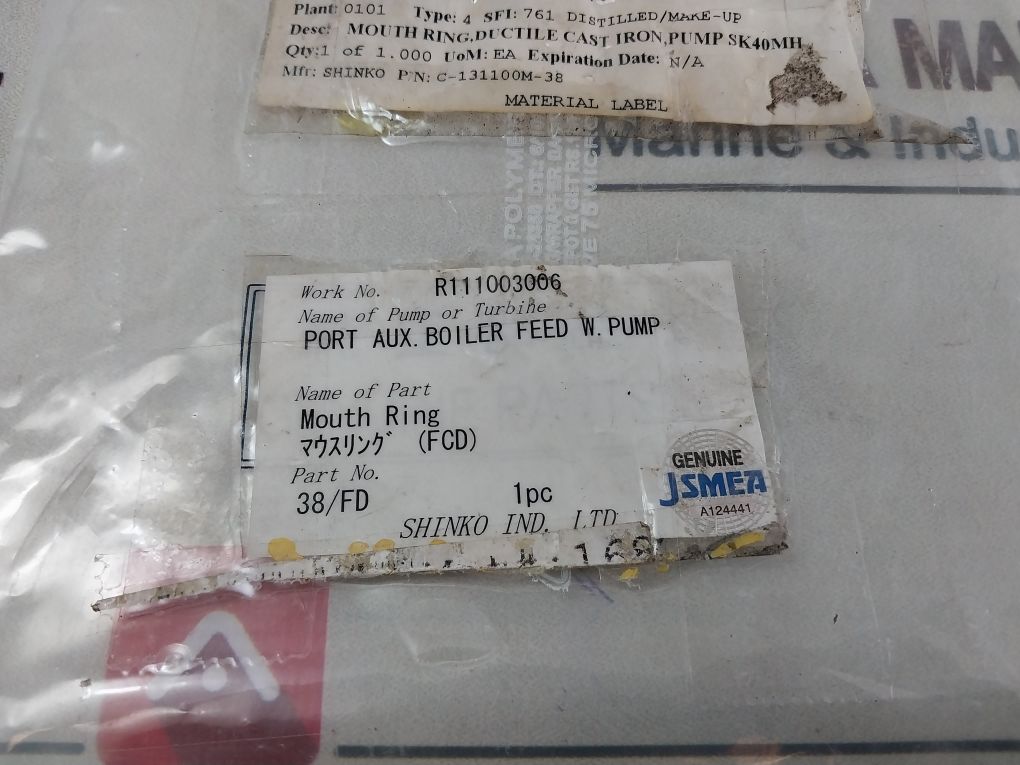 Shinko 38/Fd Mouth Ring Ductile Cast Iron Sk40Mh