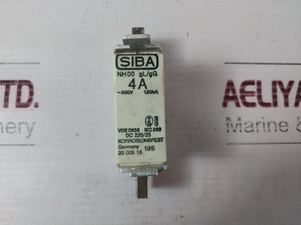 Siba 20 000 13 4A Fuse Nh 00 Gl/Gg Dc 220/25