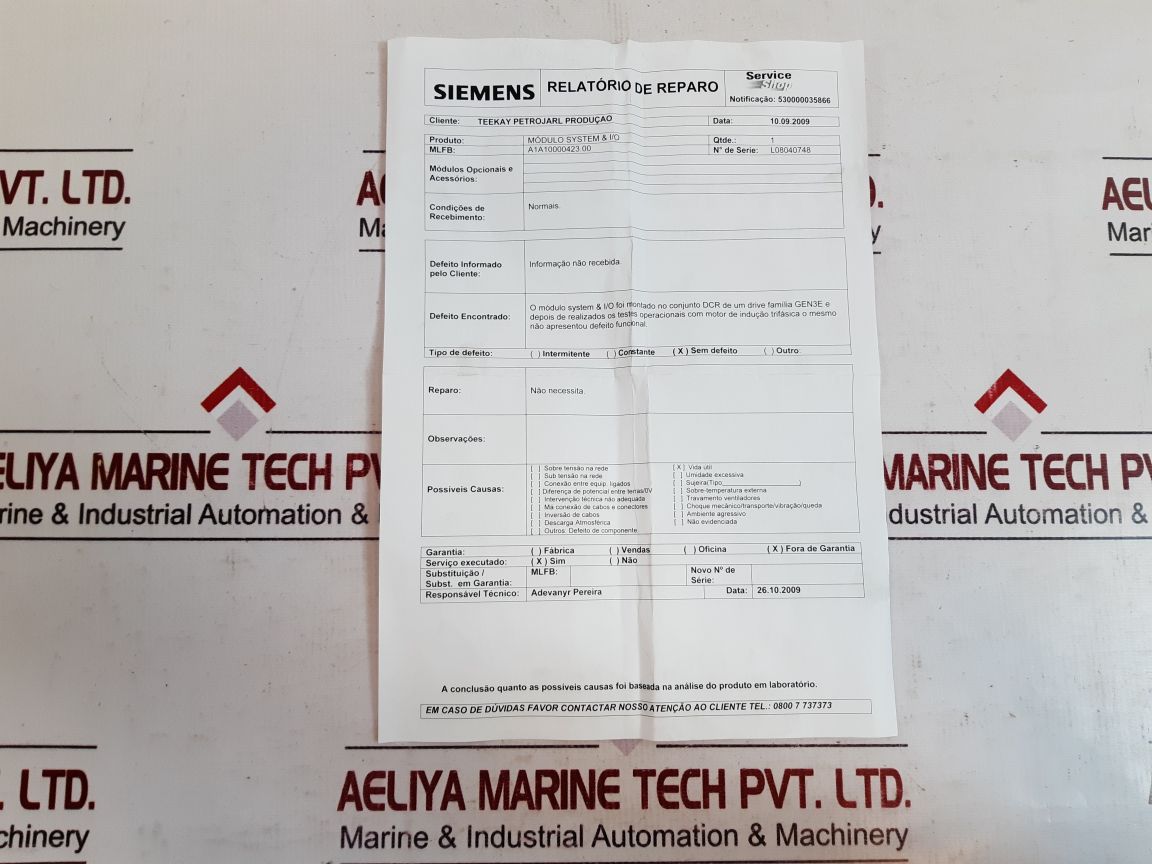 Siemens 10000423.00 Rev F Control Board A1A10000423.00