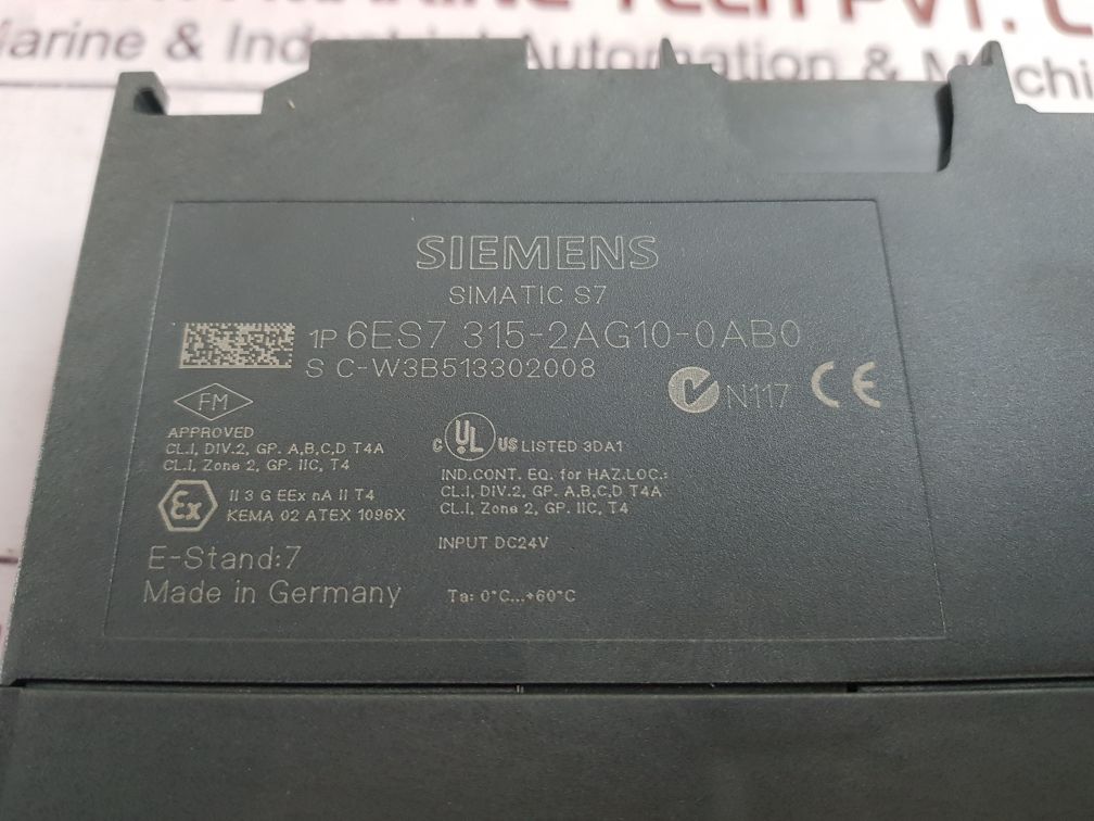 Siemens 1P 6Es7 315-2Ag10-0Ab0 Central Processing Unit