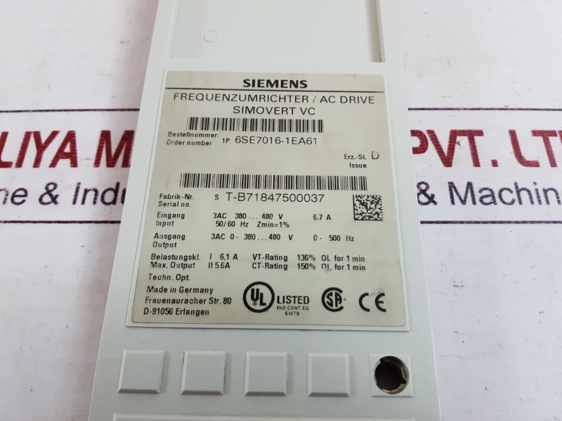 Siemens 6se7016-1ea61 drive display board 