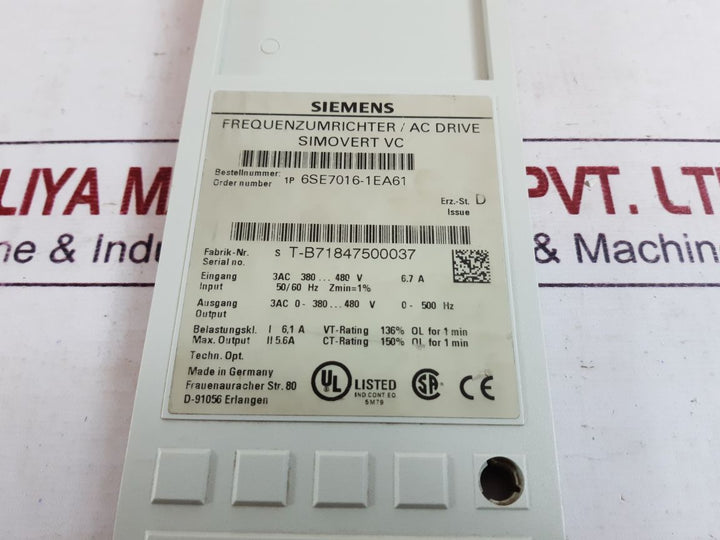 Siemens 6se7016-1ea61 drive display board 
