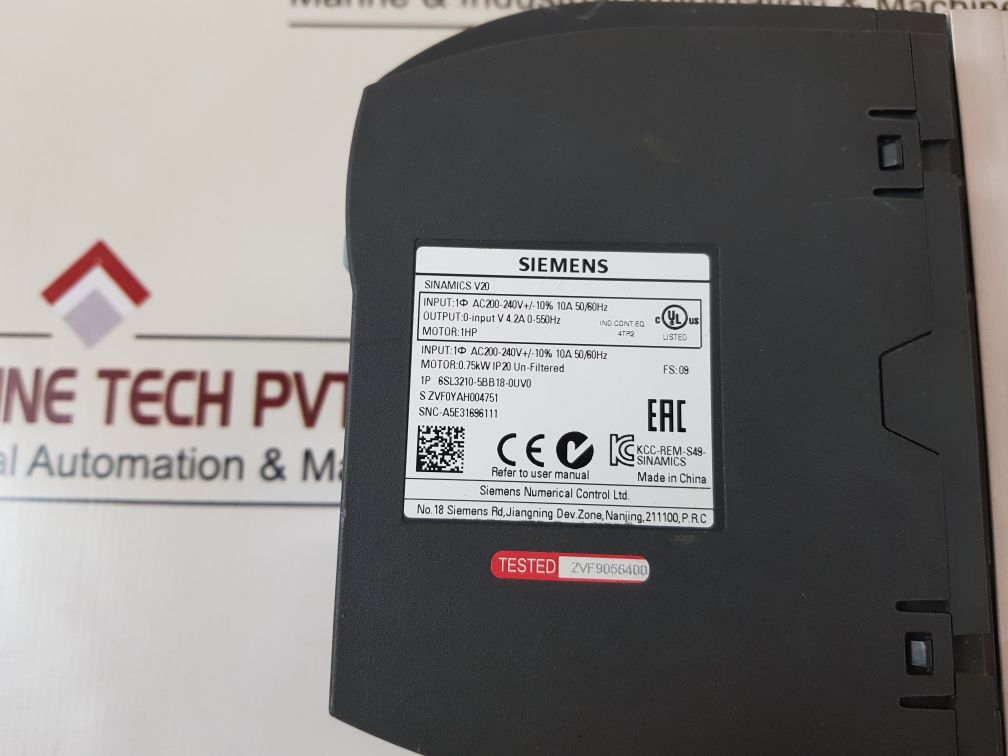 Siemens 1P 6Sl3210-5Bb18-0Uv0 Sinamics V20 Ac Drive