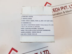 Siemens 3Ld2122-0Tk13 Main Switch/ Emergency Stop Switch