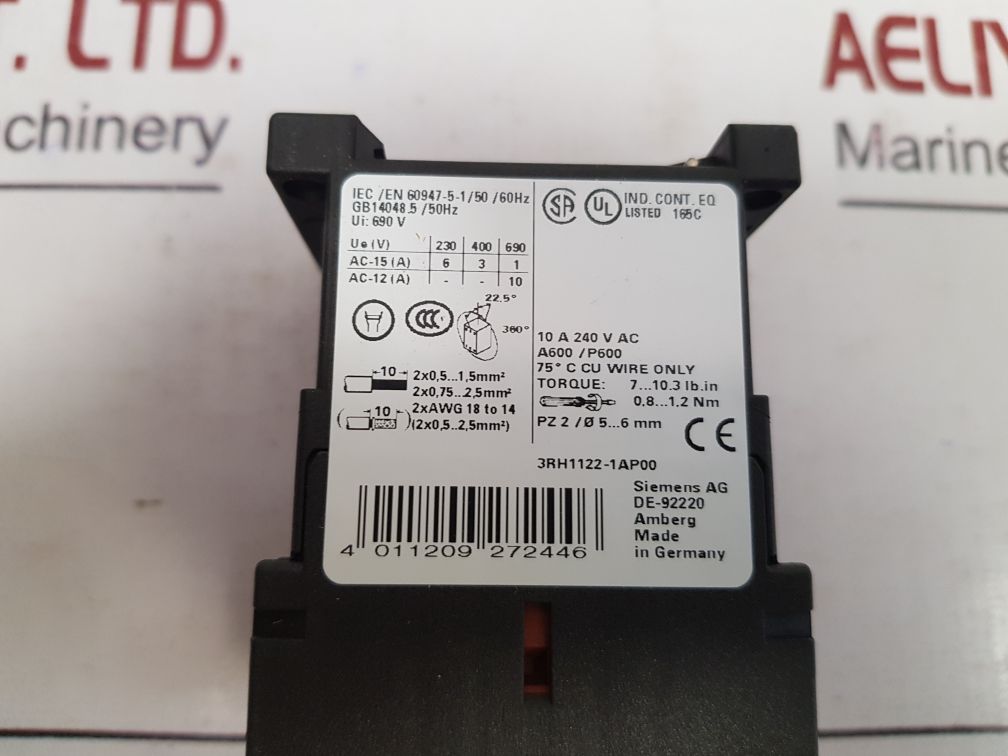 Siemens 3Rh1122-1Ap00 Contactor Relay 240V Ac