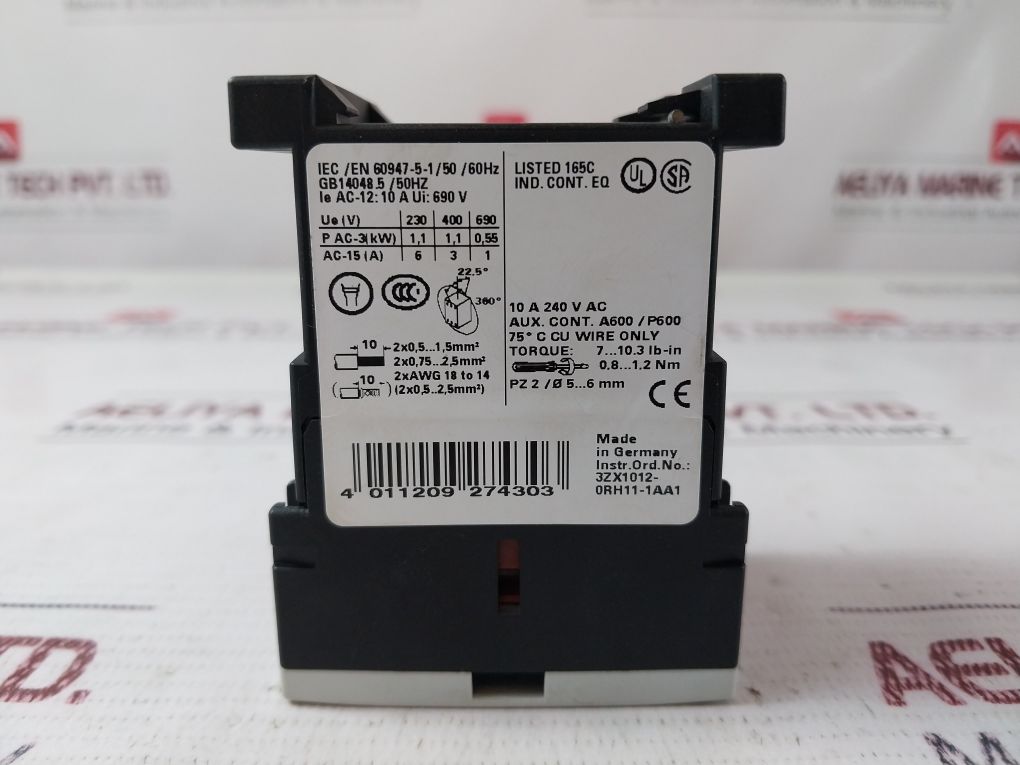 Siemens 3Rh1122-1Bb40 Contactor Relay Dc 24V