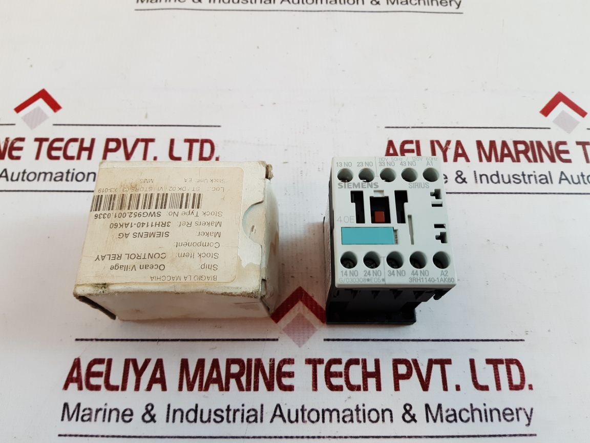 Siemens 3Rh1140-1Ak60 Control Relay 10A 600Vac
