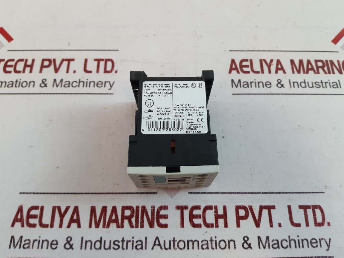 Siemens 3Rh1140-1Ak60 Control Relay 10A 600Vac