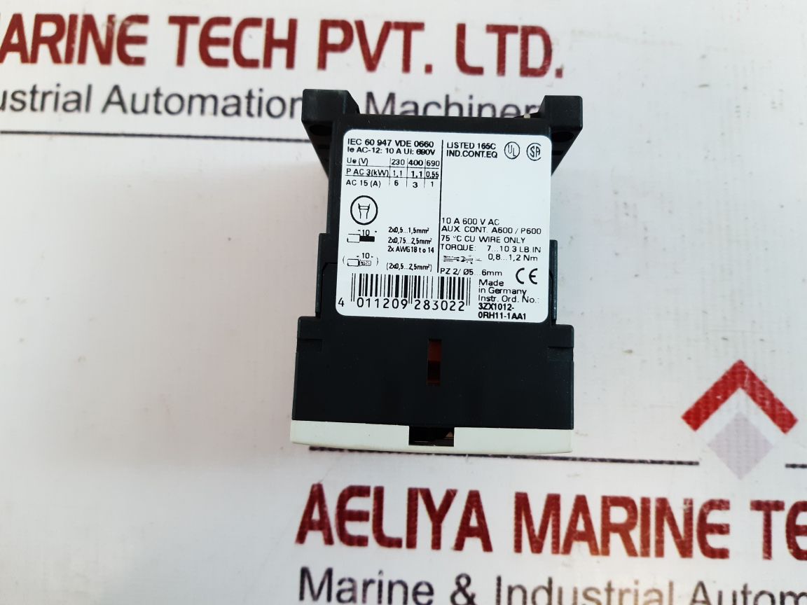 Siemens 3Rh1140-1Ak60 Control Relay 10A 600Vac