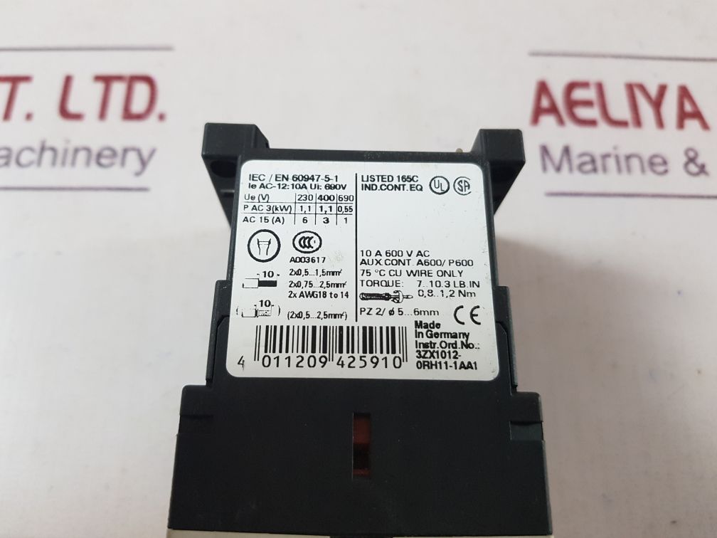 Siemens 3Rh1140-1Ar10 Contactor Relay
