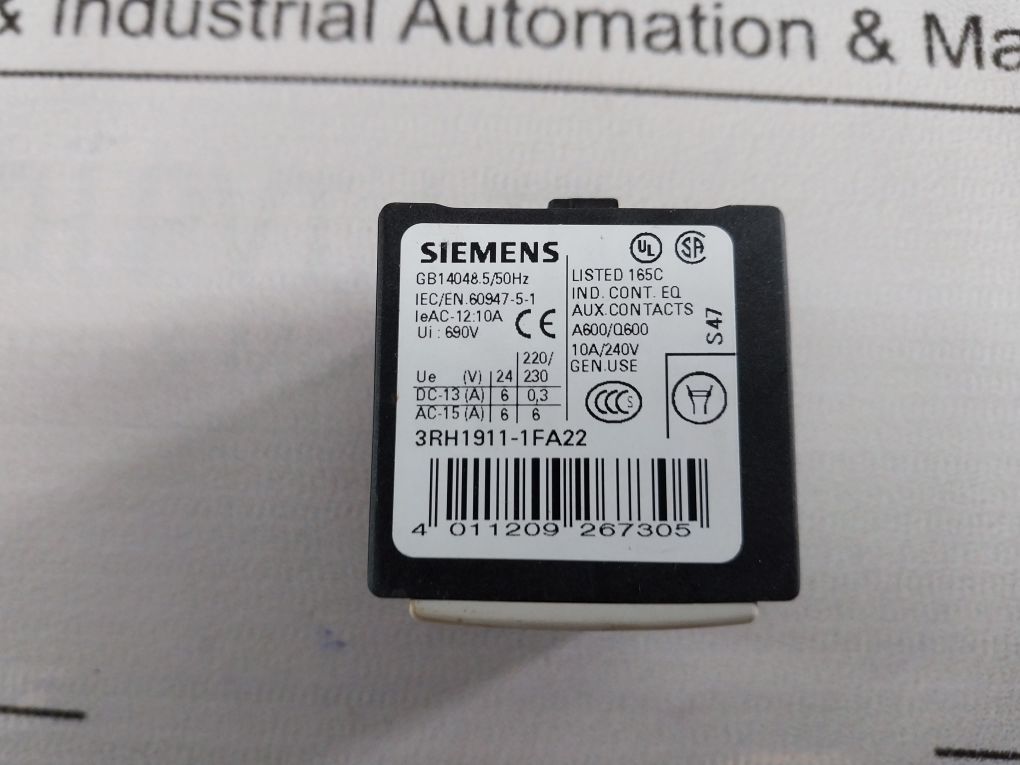 Siemens 3Rh1911-1Fa22 Auxiliary Switch Block 