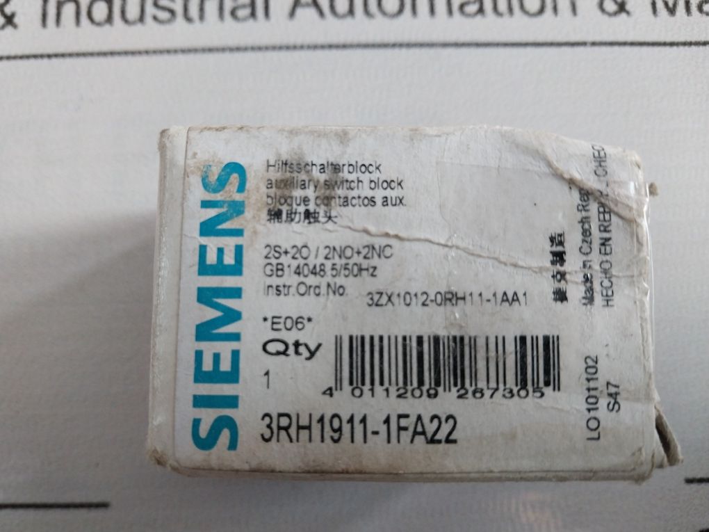 Siemens 3Rh1911-1Fa22 Auxiliary Switch Block 
