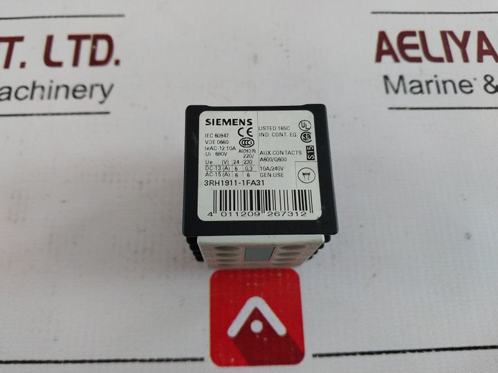 Siemens 3Rh1911-1Fa31 Auxiliary Contact Block