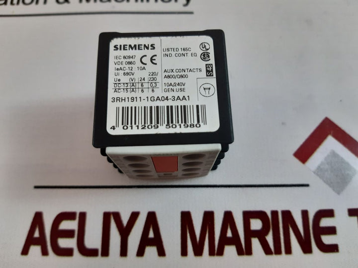Siemens 3Rh1911-1Ga04-3Aa1 Auxiliary Contact Block
