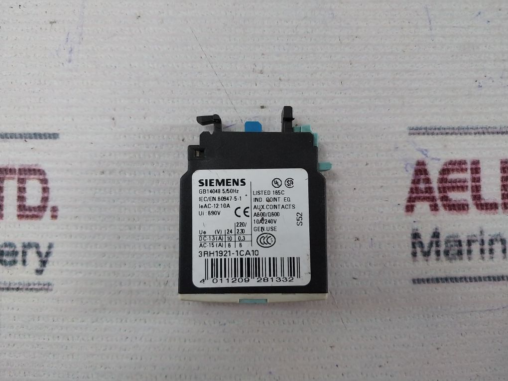 Siemens 3Rh1921-1Ca10 Auxiliary Contact Block 690V