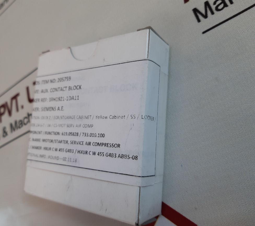 Siemens 3Rh1921-1Da11 Auxiliary Switch Block