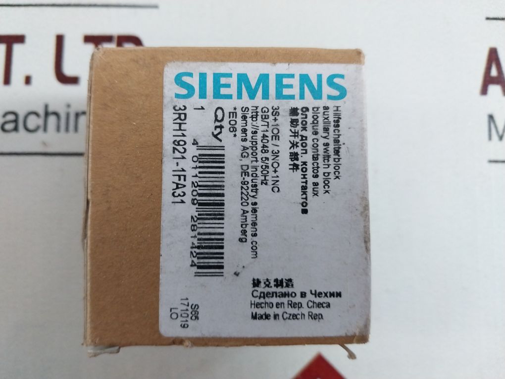 Siemens 3Rh1921-1Fa31 Auxiliary Switch Block 10A/240V 