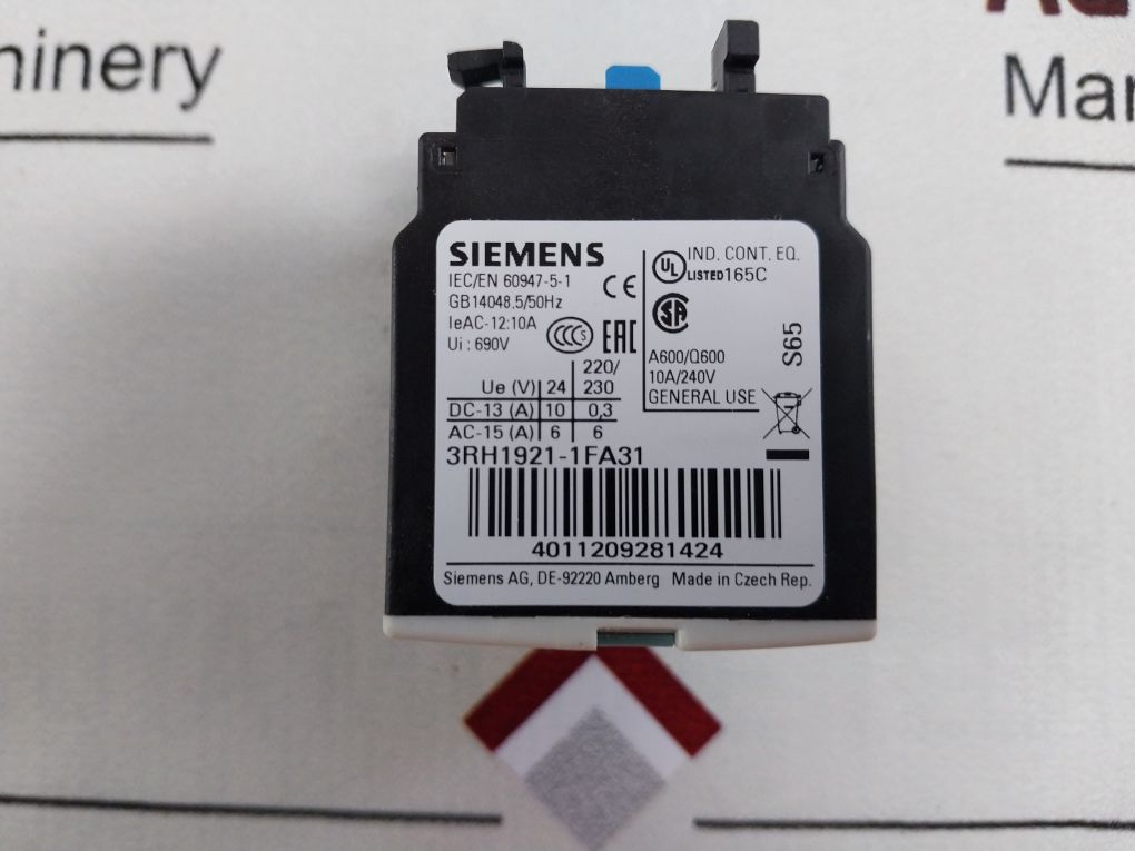 Siemens 3Rh1921-1Fa31 Auxiliary Switch Block 10A/240V 
