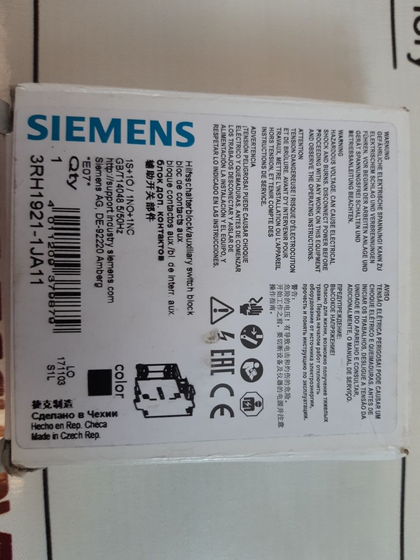 Siemens 3Rh1921-1Ja11 Auxiliary Switch Block

