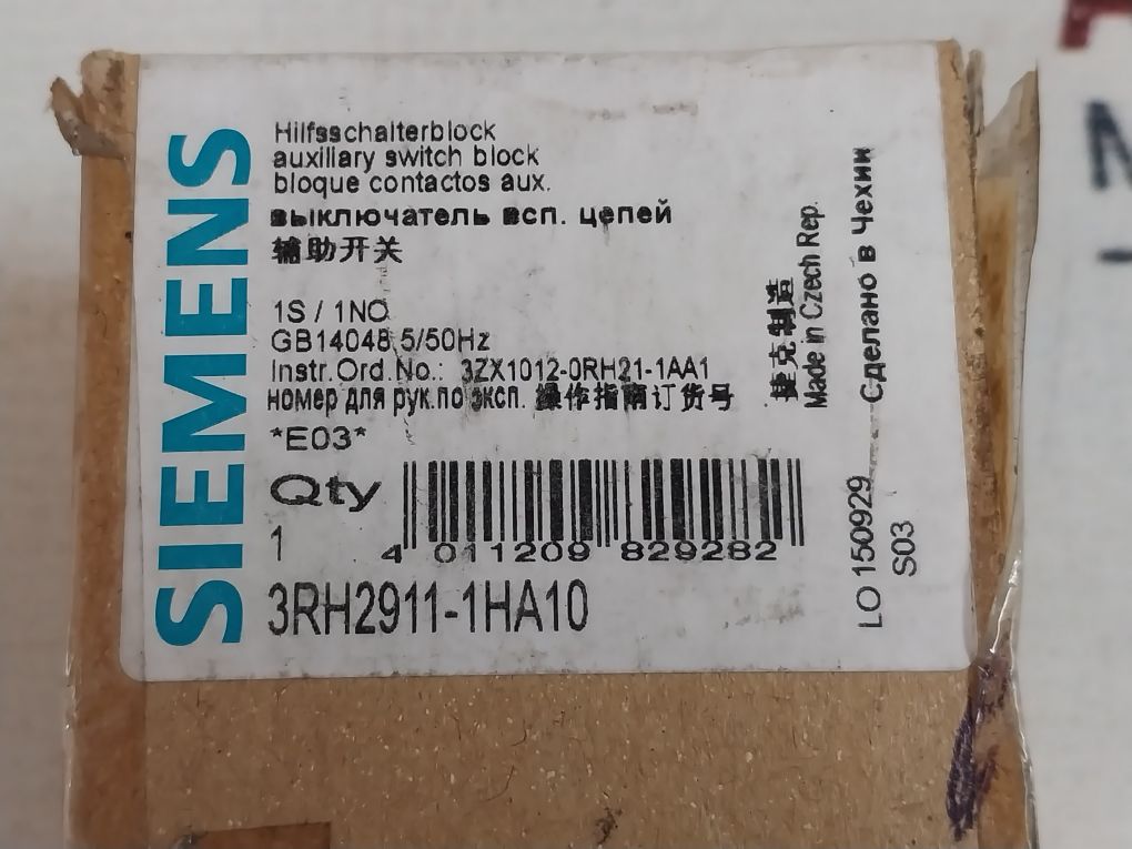Siemens 3Rh2911-1Ha10 Auxiliary Switch Block E03