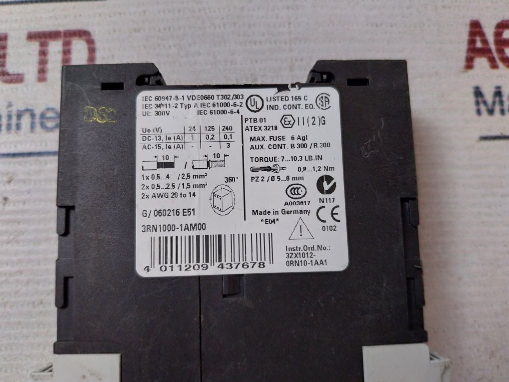 Siemens 3Rn1000-1Am00 Thermistor Motor Protection 300V