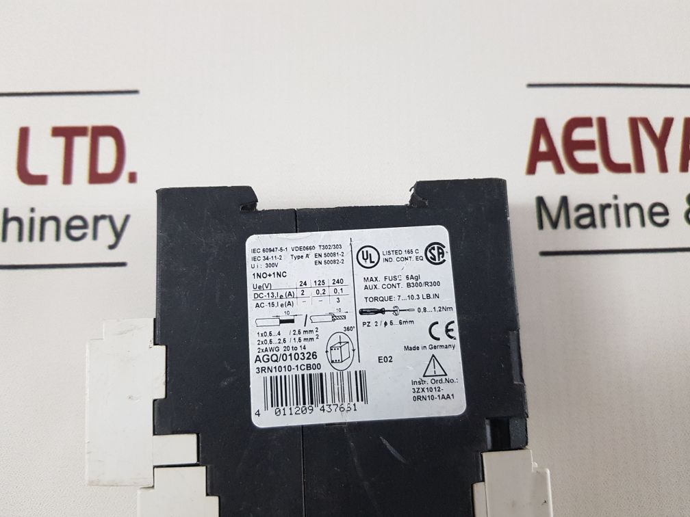 Siemens 3Rn1010-1Cb00 Motor Protection Relay 24V Ac/Dc Gb140485