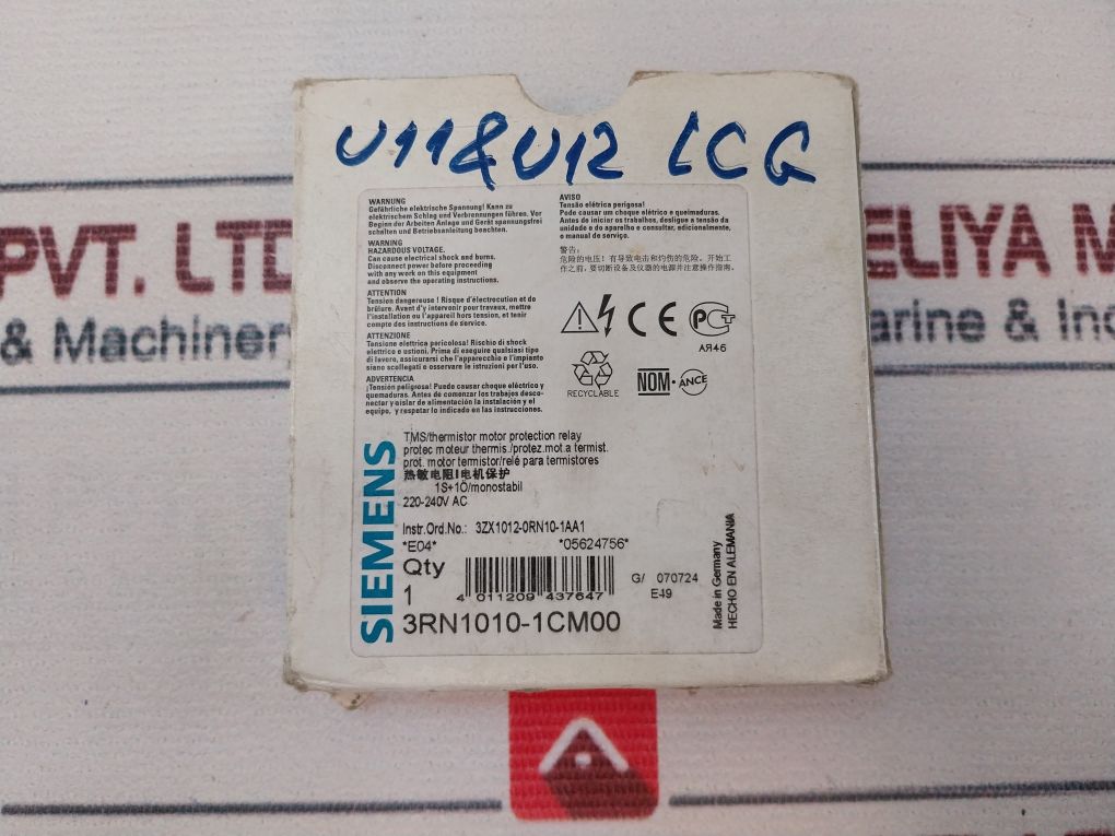 Siemens 3Rn1010-1Cm00 Thermistor Motor Protection Tripping Unit
