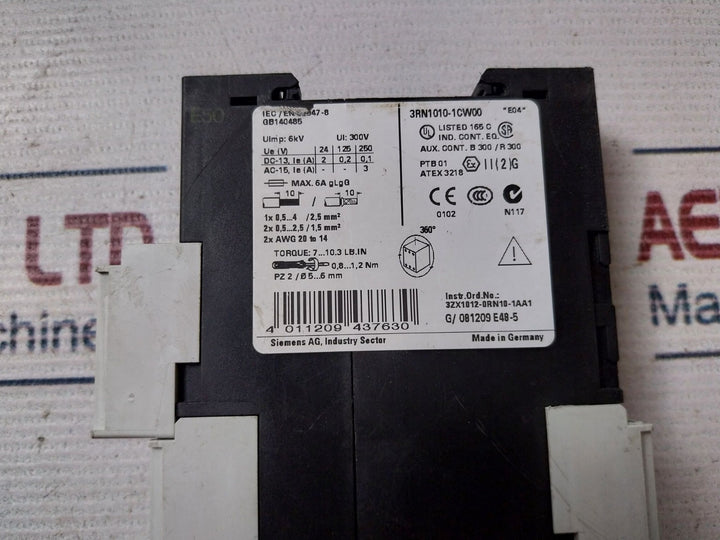 Siemens 3Rn1010-1Cw00 Thermistor Motor Protection Relay 3Zx1012-0Rn10-1Aa1