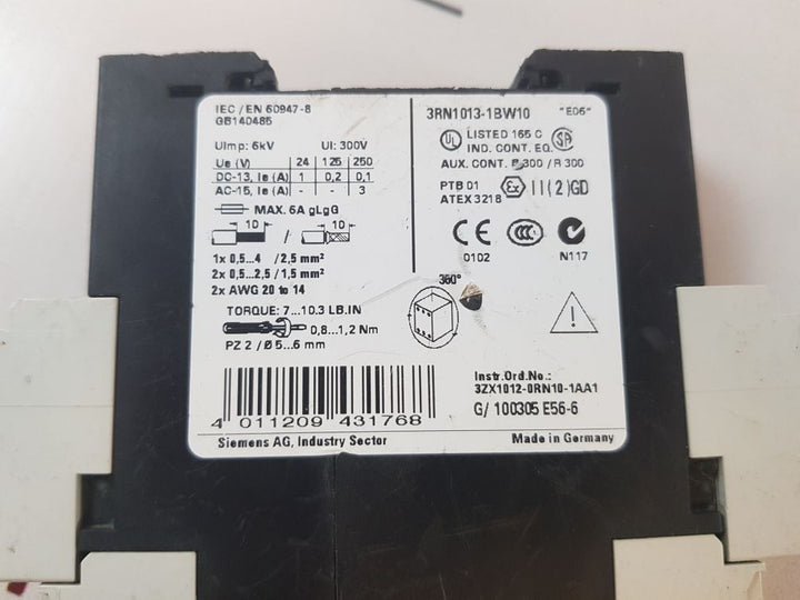 Siemens 3Rn1013-1Bw10 Thermistor Motor Protection Relay
