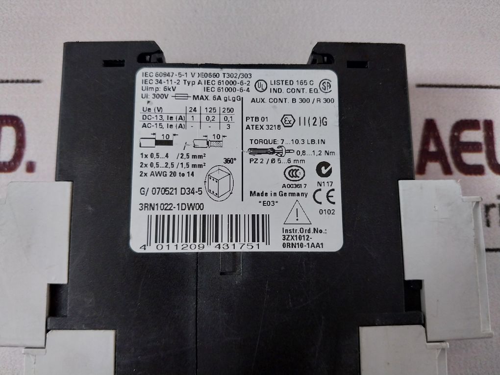 Siemens 3Rn1022-1Dw00 Temperature Monitoring Relay