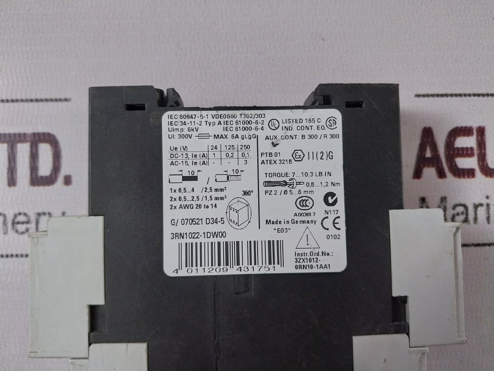 Siemens Sirius 3Rn1022-1Dw00 Temperature Monitoring Relay