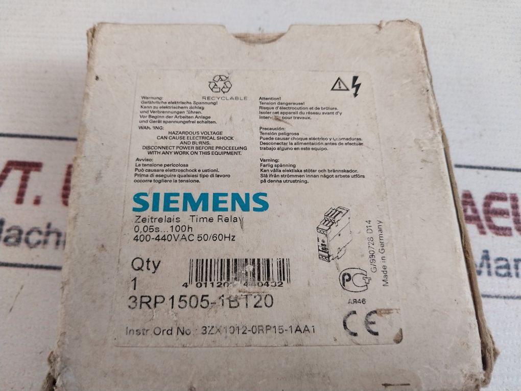 Siemens 3Rp1505-1Bt20 Electronic Time Relay 400-440Vac