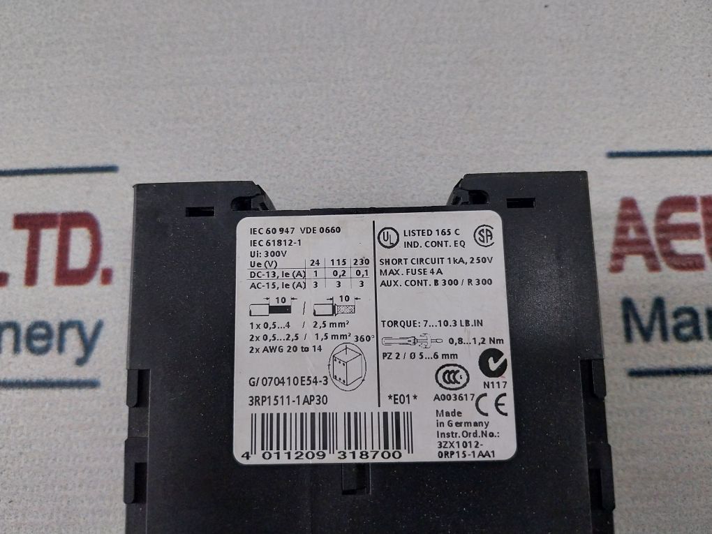 Siemens 3Rp1511-1Ap30 Time Relay Multifunctional