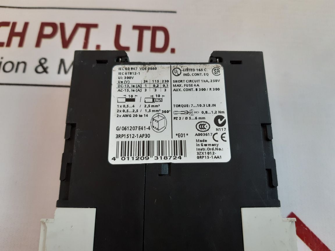 Siemens 3Rp1512-1Ap30 Time Relay 