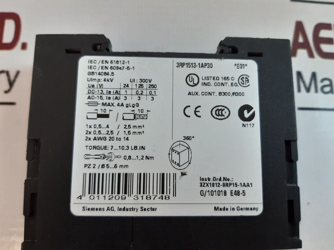 Siemens 3Rp1513-1Ap30 Relay