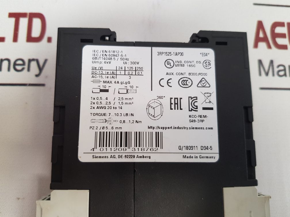 Siemens Sirius 3Rp1525-1Ap30 Time Relay 50Hz