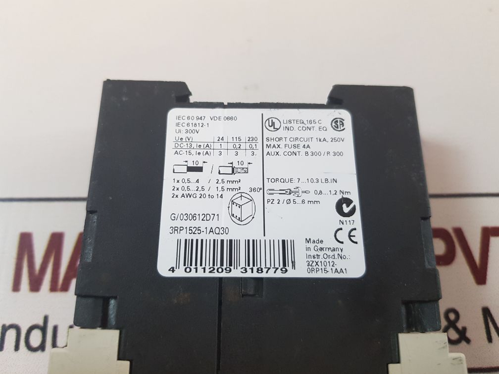 Siemens 3Rp1525-1Aq30 Time Relay