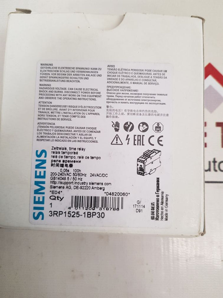 Siemens 3Rp1525-1Bp30 Time Relay 24V Ac/Dc