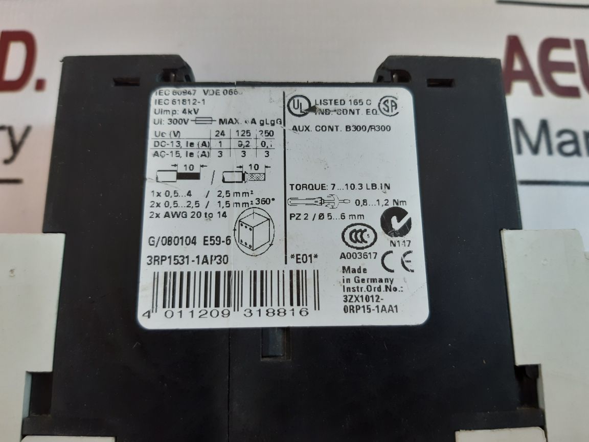 Siemens 3Rp1531-1Ap30 Time Relay